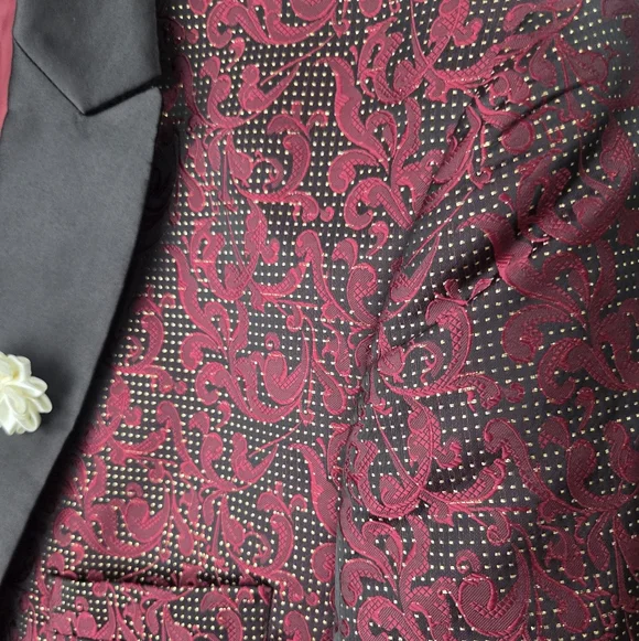 Platini Elegant Red and Black Men's Jacquard Blazer Sz.XL